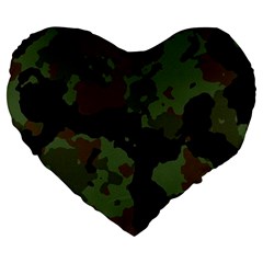 Beautiful Army Camo Pattern Large 19  Premium Heart Shape Cushions by Vaneshart