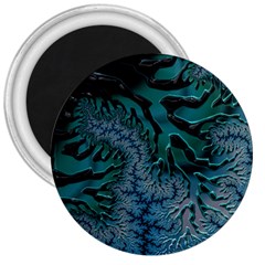 Creative Wing Abstract Texture River Stream Pattern Green Geometric Artistic Blue Art Aqua Turquoise 3  Magnets by Vaneshart