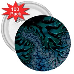 Creative Wing Abstract Texture River Stream Pattern Green Geometric Artistic Blue Art Aqua Turquoise 3  Buttons (100 Pack)  by Vaneshart