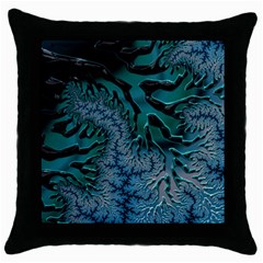 Creative Wing Abstract Texture River Stream Pattern Green Geometric Artistic Blue Art Aqua Turquoise Throw Pillow Case (Black)