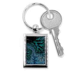 Creative Wing Abstract Texture River Stream Pattern Green Geometric Artistic Blue Art Aqua Turquoise Key Chain (rectangle) by Vaneshart