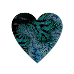 Creative Wing Abstract Texture River Stream Pattern Green Geometric Artistic Blue Art Aqua Turquoise Heart Magnet by Vaneshart