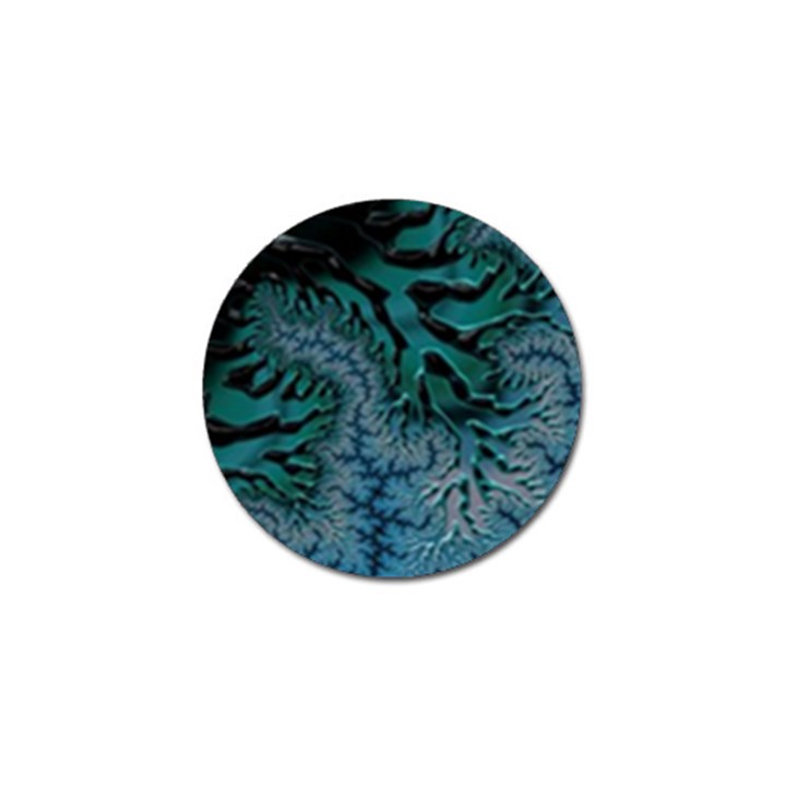 Creative Wing Abstract Texture River Stream Pattern Green Geometric Artistic Blue Art Aqua Turquoise Golf Ball Marker