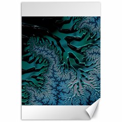 Creative Wing Abstract Texture River Stream Pattern Green Geometric Artistic Blue Art Aqua Turquoise Canvas 24  X 36  by Vaneshart