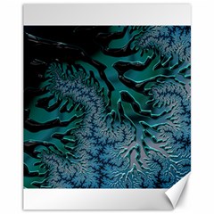 Creative Wing Abstract Texture River Stream Pattern Green Geometric Artistic Blue Art Aqua Turquoise Canvas 11  X 14  by Vaneshart