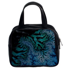 Creative Wing Abstract Texture River Stream Pattern Green Geometric Artistic Blue Art Aqua Turquoise Classic Handbag (Two Sides)