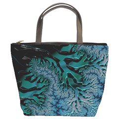 Creative Wing Abstract Texture River Stream Pattern Green Geometric Artistic Blue Art Aqua Turquoise Bucket Bag