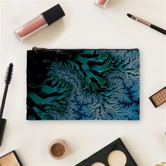 Creative Wing Abstract Texture River Stream Pattern Green Geometric Artistic Blue Art Aqua Turquoise Cosmetic Bag (Medium)