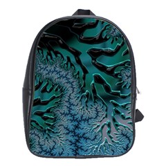 Creative Wing Abstract Texture River Stream Pattern Green Geometric Artistic Blue Art Aqua Turquoise School Bag (Large)