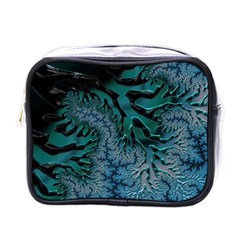 Creative Wing Abstract Texture River Stream Pattern Green Geometric Artistic Blue Art Aqua Turquoise Mini Toiletries Bag (One Side)