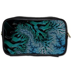 Creative Wing Abstract Texture River Stream Pattern Green Geometric Artistic Blue Art Aqua Turquoise Toiletries Bag (Two Sides)