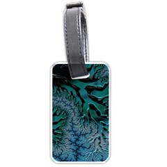 Creative Wing Abstract Texture River Stream Pattern Green Geometric Artistic Blue Art Aqua Turquoise Luggage Tag (one Side) by Vaneshart