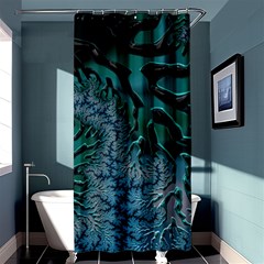 Creative Wing Abstract Texture River Stream Pattern Green Geometric Artistic Blue Art Aqua Turquoise Shower Curtain 36  x 72  (Stall) 