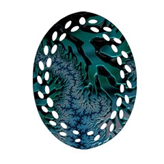 Creative Wing Abstract Texture River Stream Pattern Green Geometric Artistic Blue Art Aqua Turquoise Ornament (oval Filigree) by Vaneshart