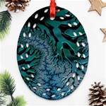 Creative Wing Abstract Texture River Stream Pattern Green Geometric Artistic Blue Art Aqua Turquoise Ornament (Oval Filigree) Front