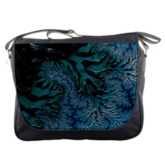 Creative Wing Abstract Texture River Stream Pattern Green Geometric Artistic Blue Art Aqua Turquoise Messenger Bag by Vaneshart