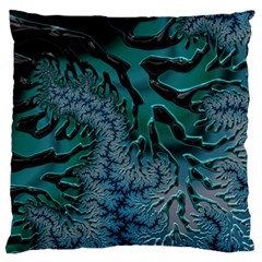 Creative Wing Abstract Texture River Stream Pattern Green Geometric Artistic Blue Art Aqua Turquoise Large Cushion Case (One Side)