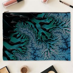 Creative Wing Abstract Texture River Stream Pattern Green Geometric Artistic Blue Art Aqua Turquoise Cosmetic Bag (xxxl) by Vaneshart