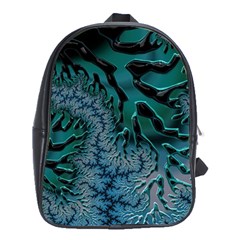 Creative Wing Abstract Texture River Stream Pattern Green Geometric Artistic Blue Art Aqua Turquoise School Bag (XL)