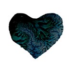 Creative Wing Abstract Texture River Stream Pattern Green Geometric Artistic Blue Art Aqua Turquoise Standard 16  Premium Heart Shape Cushions Back