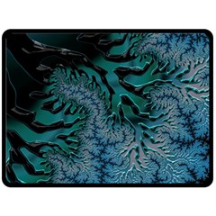 Creative Wing Abstract Texture River Stream Pattern Green Geometric Artistic Blue Art Aqua Turquoise Double Sided Fleece Blanket (Large) 