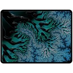 Creative Wing Abstract Texture River Stream Pattern Green Geometric Artistic Blue Art Aqua Turquoise Double Sided Fleece Blanket (Large)  80 x60  Blanket Back