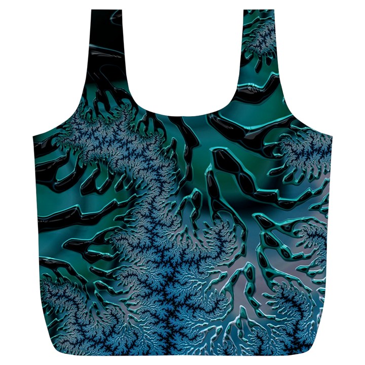 Creative Wing Abstract Texture River Stream Pattern Green Geometric Artistic Blue Art Aqua Turquoise Full Print Recycle Bag (XL)