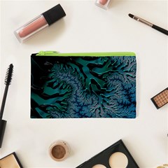 Creative Wing Abstract Texture River Stream Pattern Green Geometric Artistic Blue Art Aqua Turquoise Cosmetic Bag (xs) by Vaneshart