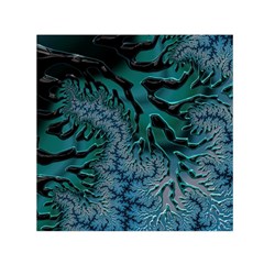 Creative Wing Abstract Texture River Stream Pattern Green Geometric Artistic Blue Art Aqua Turquoise Small Satin Scarf (square) by Vaneshart