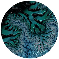 Creative Wing Abstract Texture River Stream Pattern Green Geometric Artistic Blue Art Aqua Turquoise Wooden Puzzle Round