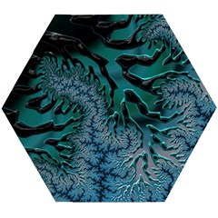 Creative Wing Abstract Texture River Stream Pattern Green Geometric Artistic Blue Art Aqua Turquoise Wooden Puzzle Hexagon by Vaneshart