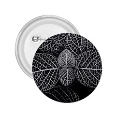 Black And White Plant Leaf Flower Pattern Line Black Monochrome Material Circle Spider Web Design 2 25  Buttons by Vaneshart