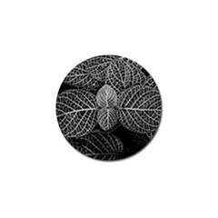 Black And White Plant Leaf Flower Pattern Line Black Monochrome Material Circle Spider Web Design Golf Ball Marker by Vaneshart