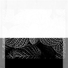 Black And White Plant Leaf Flower Pattern Line Black Monochrome Material Circle Spider Web Design Rectangular Jigsaw Puzzl by Vaneshart