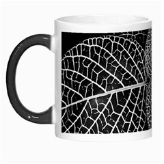 Black And White Plant Leaf Flower Pattern Line Black Monochrome Material Circle Spider Web Design Morph Mugs by Vaneshart