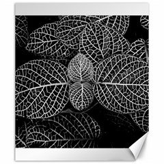 Black And White Plant Leaf Flower Pattern Line Black Monochrome Material Circle Spider Web Design Canvas 20  X 24  by Vaneshart