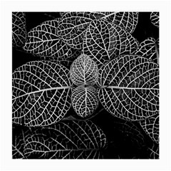 Black And White Plant Leaf Flower Pattern Line Black Monochrome Material Circle Spider Web Design Medium Glasses Cloth by Vaneshart