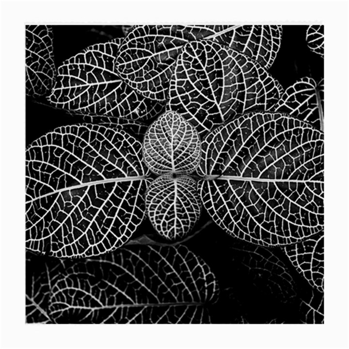 Black And White Plant Leaf Flower Pattern Line Black Monochrome Material Circle Spider Web Design Medium Glasses Cloth (2 Sides)