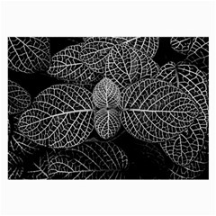 Black And White Plant Leaf Flower Pattern Line Black Monochrome Material Circle Spider Web Design Large Glasses Cloth by Vaneshart