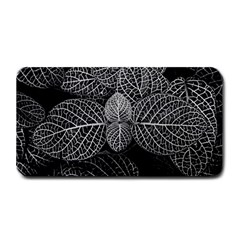 Black And White Plant Leaf Flower Pattern Line Black Monochrome Material Circle Spider Web Design Medium Bar Mats by Vaneshart