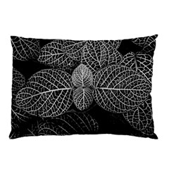 Black And White Plant Leaf Flower Pattern Line Black Monochrome Material Circle Spider Web Design Pillow Case by Vaneshart