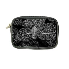 Black And White Plant Leaf Flower Pattern Line Black Monochrome Material Circle Spider Web Design Coin Purse by Vaneshart