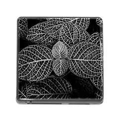 Black And White Plant Leaf Flower Pattern Line Black Monochrome Material Circle Spider Web Design Memory Card Reader (square 5 Slot) by Vaneshart