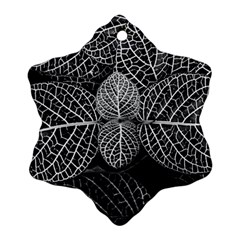 Black And White Plant Leaf Flower Pattern Line Black Monochrome Material Circle Spider Web Design Snowflake Ornament (two Sides) by Vaneshart