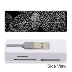 Black And White Plant Leaf Flower Pattern Line Black Monochrome Material Circle Spider Web Design Memory Card Reader (stick) by Vaneshart