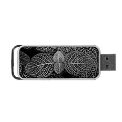 Black And White Plant Leaf Flower Pattern Line Black Monochrome Material Circle Spider Web Design Portable Usb Flash (two Sides) by Vaneshart