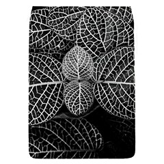 Black And White Plant Leaf Flower Pattern Line Black Monochrome Material Circle Spider Web Design Removable Flap Cover (s) by Vaneshart