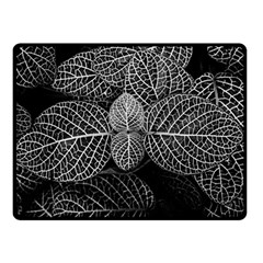 Black And White Plant Leaf Flower Pattern Line Black Monochrome Material Circle Spider Web Design Double Sided Fleece Blanket (small)  by Vaneshart