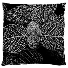 Black And White Plant Leaf Flower Pattern Line Black Monochrome Material Circle Spider Web Design Standard Flano Cushion Case (two Sides) by Vaneshart