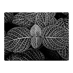 Black And White Plant Leaf Flower Pattern Line Black Monochrome Material Circle Spider Web Design Double Sided Flano Blanket (mini)  by Vaneshart